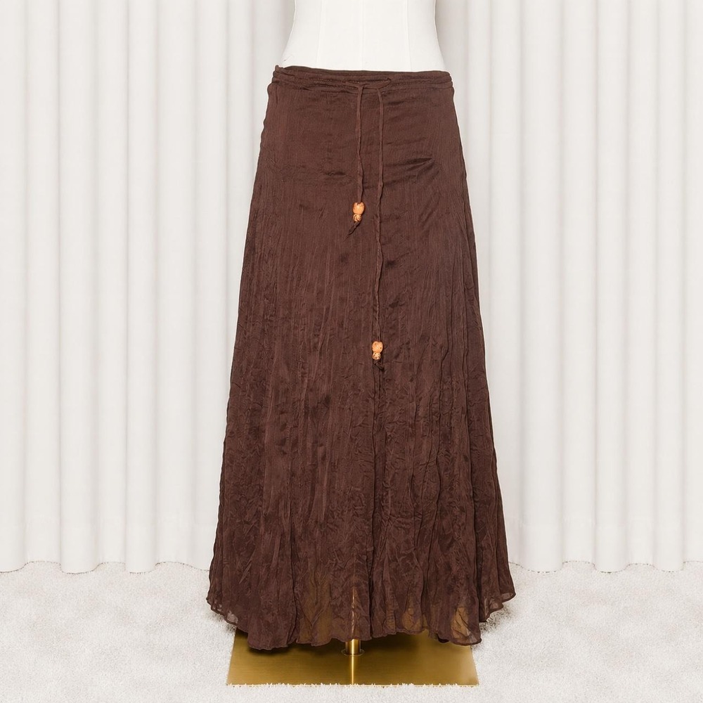 Y2K boho brown maxi skirt